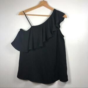 Naked Zebra One  Shoulder Frill Top - S